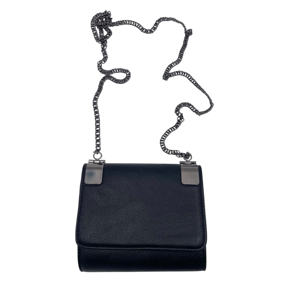 Black Faux Leather Chain Strap Mini Bag Purse Magnetic Closure Square Going Out
